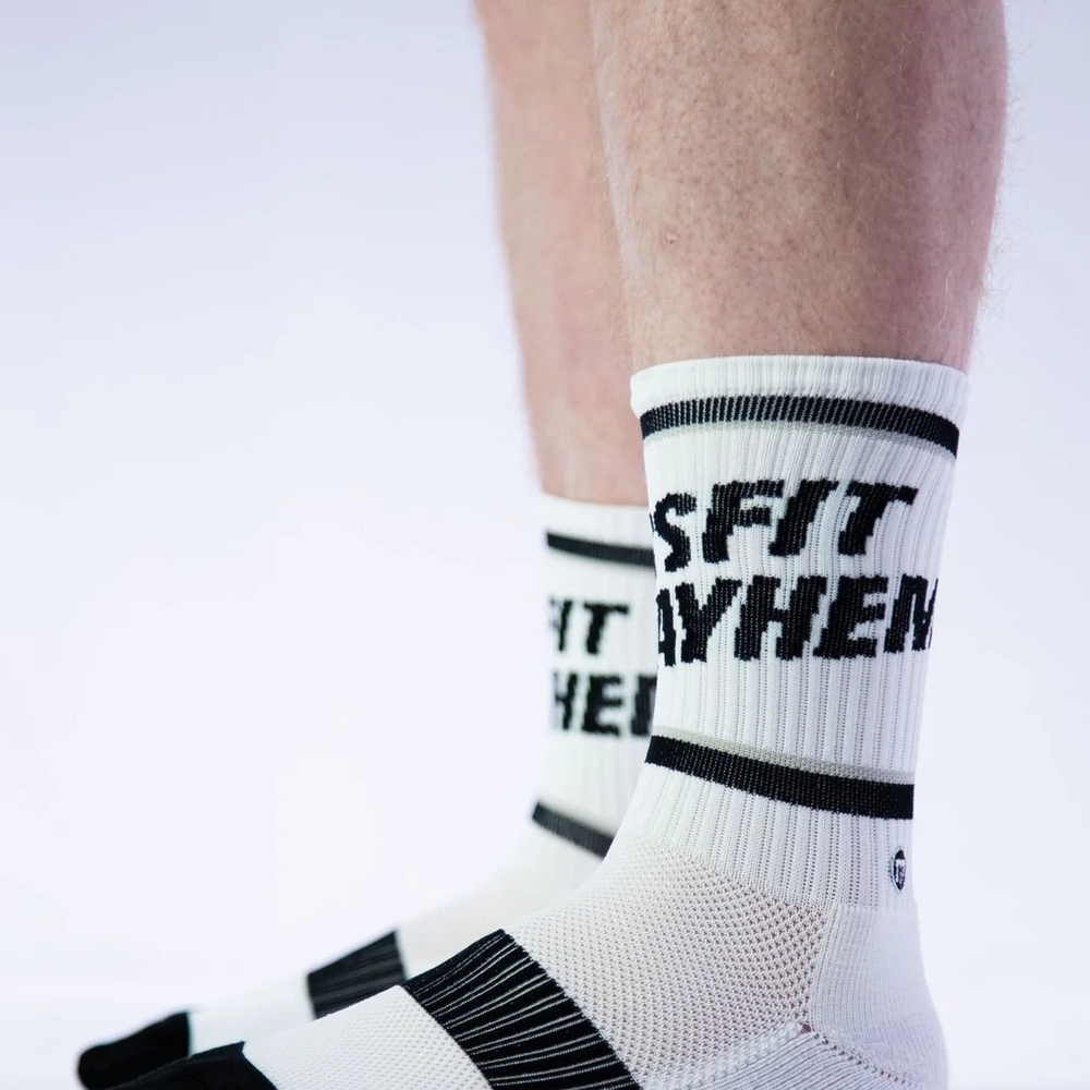Crossfit Mayhem White and Black Performance Socks